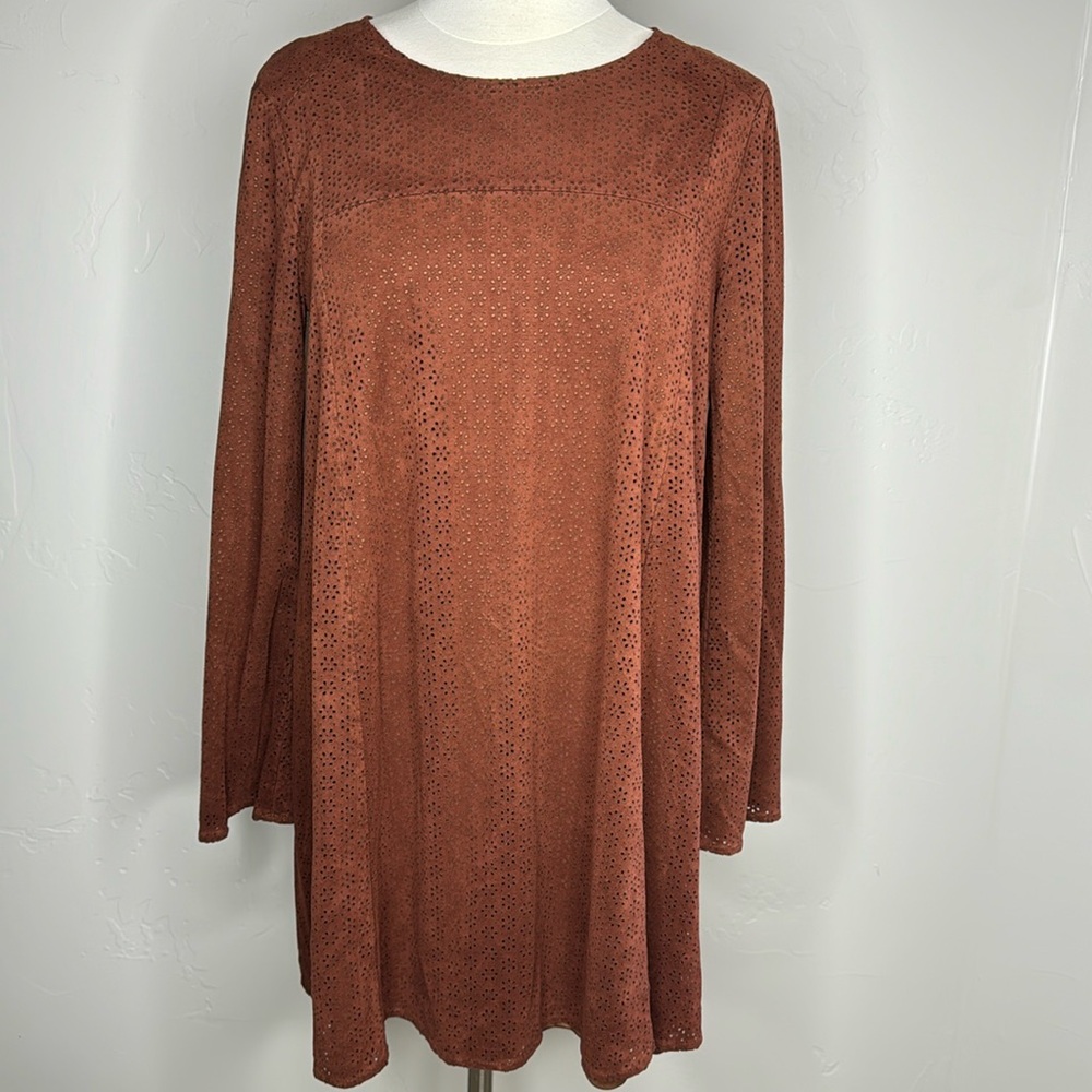Timing soft faux suede Dress with Floral Detail